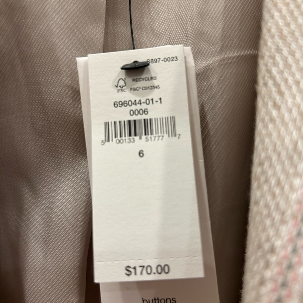 Banana Republic Beige Linen Striped Oversized Blazer | Size 6 | - Picture 3 of 8